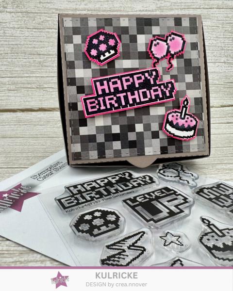 Kulricke Stempel "Pixelgeburtstag" 10x10cm Clear Stamp