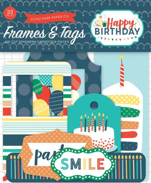 Echo Park "Happy Birthday Boy" Ephemera Frames & Tags