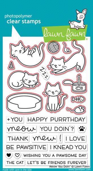Lawn Fawn Stempelset "Meow You Doin'" Clear Stamp