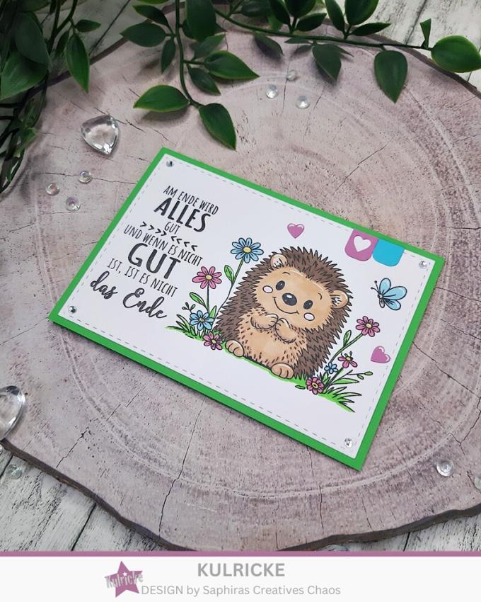 Kulricke Stempelset "Igel im Blumenbeet"  A7 Clear Stamp