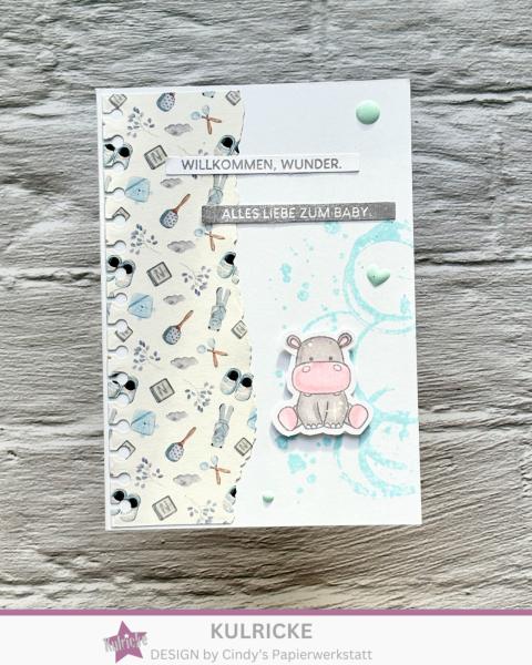 Kulricke Stempelset "Zum Baby Label" A7 Clear Stamp