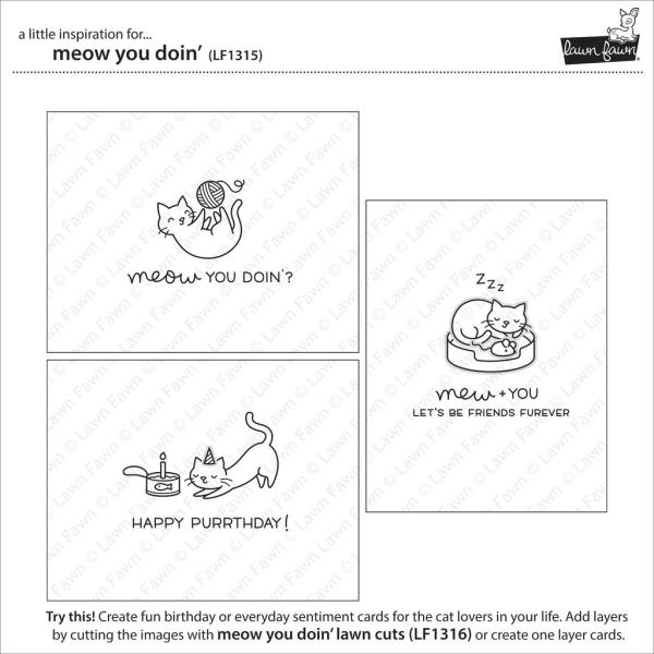 Lawn Fawn Stempelset "Meow You Doin'" Clear Stamp