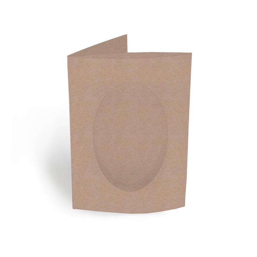 Passepartoutkarte oval 3-Fach DIN A6 in kraft rose