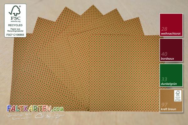 Designpapier 12x12" 170gr "Basic Weihnachten" in rot/grün | kraft braun