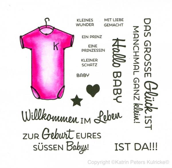 Stempelset "Baby-Strampler" Clear Stamps - 14 Stempel