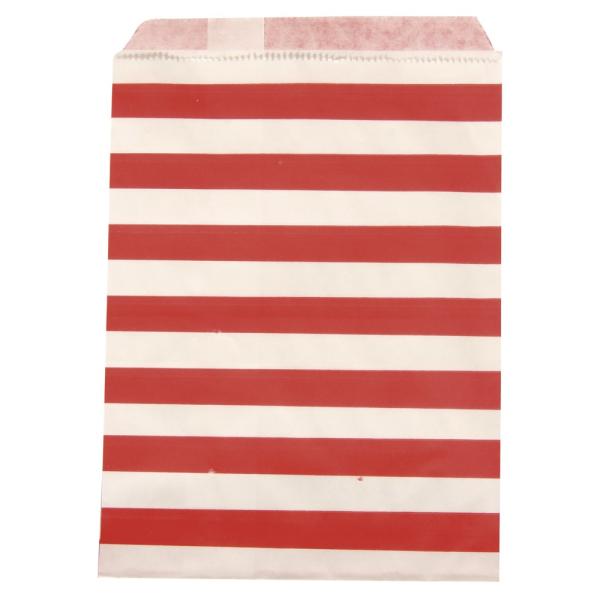 Papiertüten rot gestreift 25 Stück 12,9x16,8cm Lebensmittelecht
