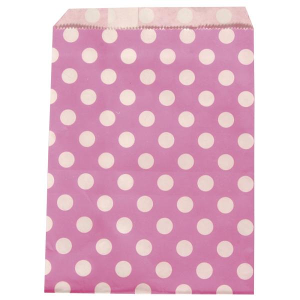 Papiertüten pink gepunktet 25 Stück 12,9x16,8cm Lebensmittelecht