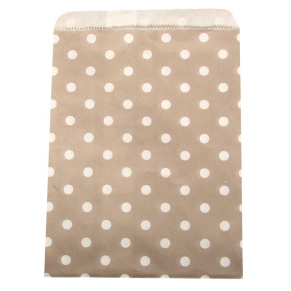 Papiertüten taupe gepunktet 25 Stück 12,9x16,8cm Lebensmittelecht