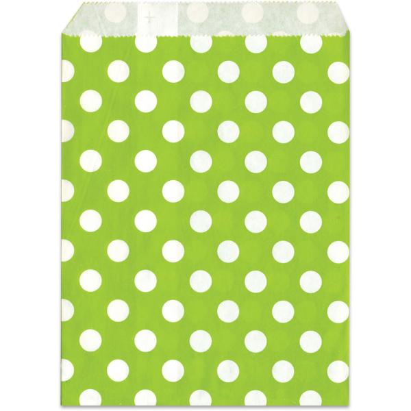 Papiertüten - Geschenktüten 25 Stück grün gepunktet 13x16,5cm