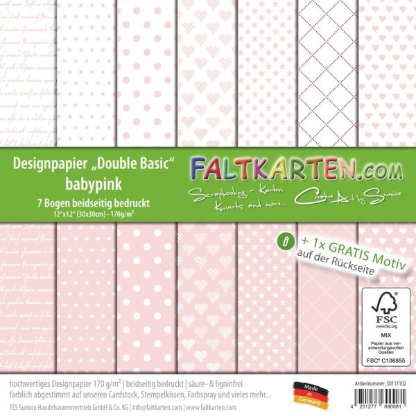 Designpapier 12"x12" beidseitig "Double Basic" in babypink
