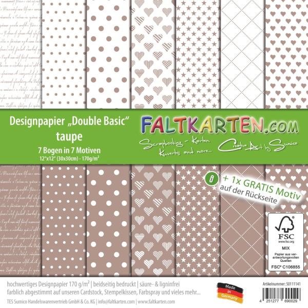 Designpapier 12"x12" beidseitig "Double Basic" in taupe