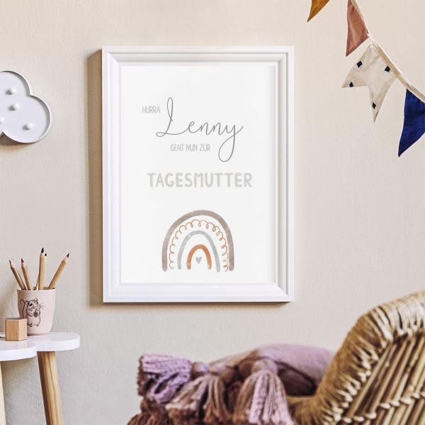 Tagesmutter-Kind-Poster "Regenbogen" | Einschulung | Meilensteintafel | Geschenk 1. Geburtstag | Personalisiertes Geschenk
