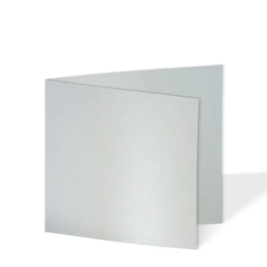 Doppelkarte - Faltkarte quadratisch 15x15cm, 300g/m² in metallic-persilber