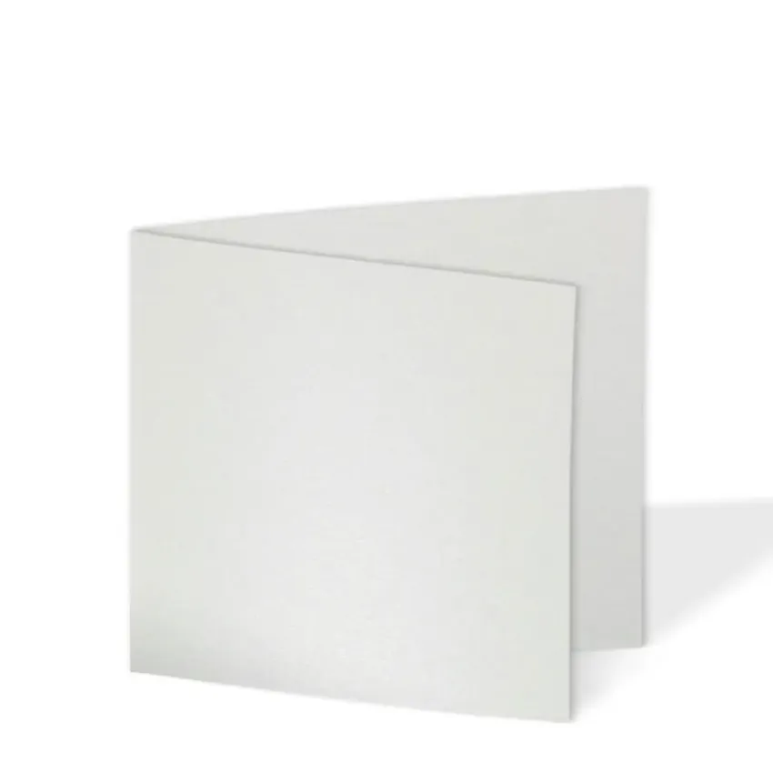 Doppelkarte - Faltkarte quadratisch 15x15cm, 300g/m² in metallic-polarweiss