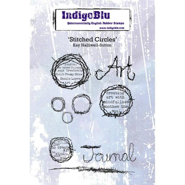 IndigoBlu "Stitched Circles" A6 Rubber Stamp