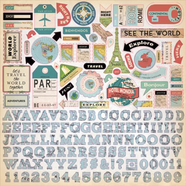 Carta Bella "Cartography No.1" 12x12" Element Stickers ...