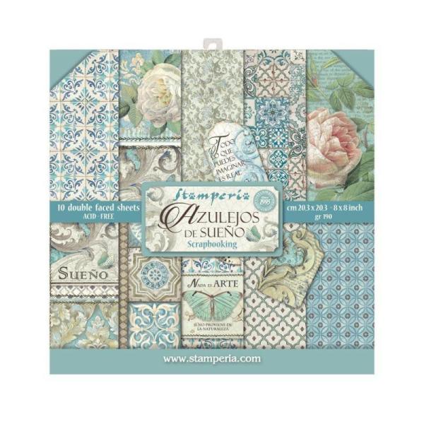 Stamperia "Azulejos" 8x8" Paper Pack - Cardstock