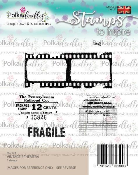Polkadoodles Stempel "Vintage Ephemera" Clear Stamp-Set