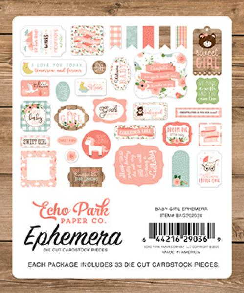Echo Park "Baby Girl" Ephemera - Stanzteile