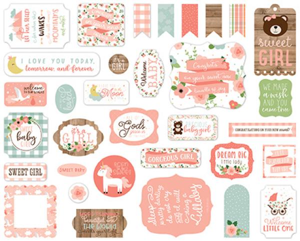 Echo Park "Baby Girl" Ephemera - Stanzteile