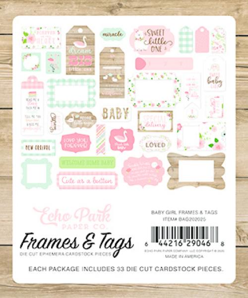 Echo Park "Baby Girl" Ephemera Frames & Tags