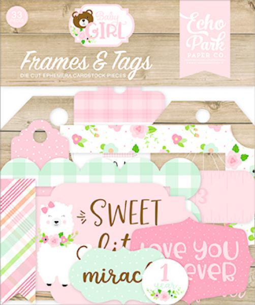 Echo Park "Baby Girl" Ephemera Frames & Tags