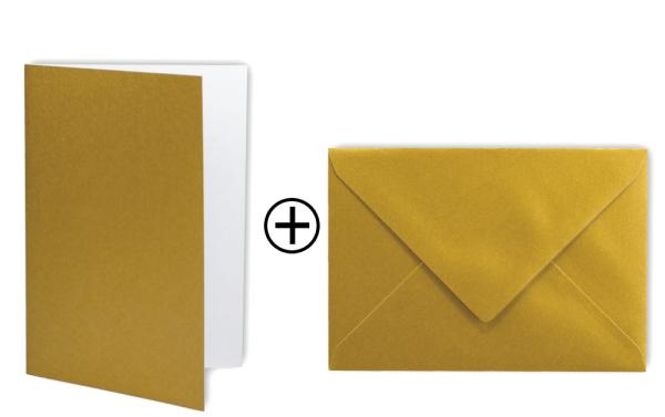 Briefumschlag und Faltkarte gold