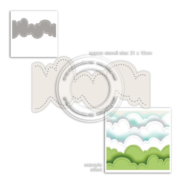 Polkadoodles Stencil Cloud Landscape - Schablone  (PD8011)