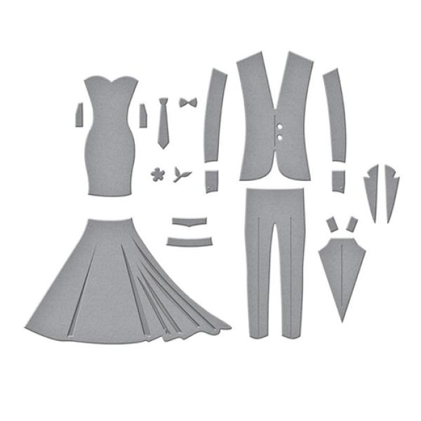 Spellbinders Die "Wedding Dress & Tux" Stanzschablone
