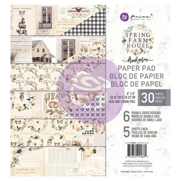 Prima Marketing Spring Farmhouse 8x8 Inch Paper Pad (994860)