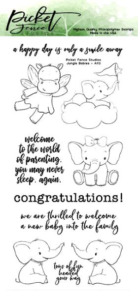 Picket Fence Studios Jungle Babies Clear Stamps (A-113)