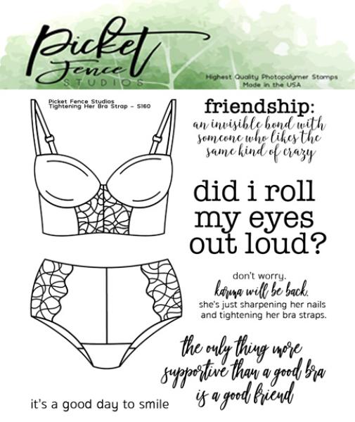 Picket Fence Studios Tightening Her Bra Strap Clear Stamps (S-160)