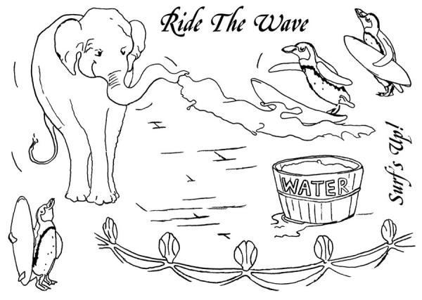 The Card Hut Surf's Up  Clear Stamps / Elefant & Pinguin  Stempelset (CCTBSU)