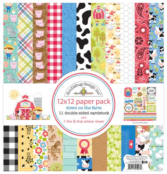 Doodlebug Design Down on the Farm 12x12 Inch Paper Pack  - Designpapier 