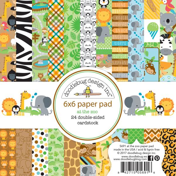 Doodlebug Design At the Zoo 6x6 Inch Paper Pack - Designpapier 
