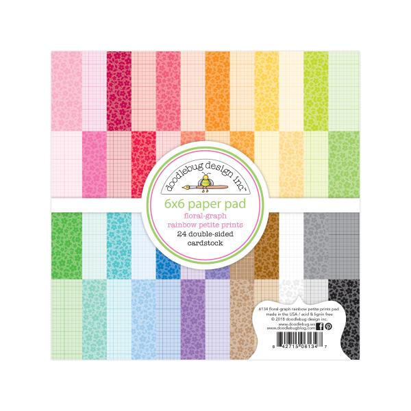 Doodlebug Design Floral-Graph Rainbow 6x6 Inch Paper Pack  - Designpapier 