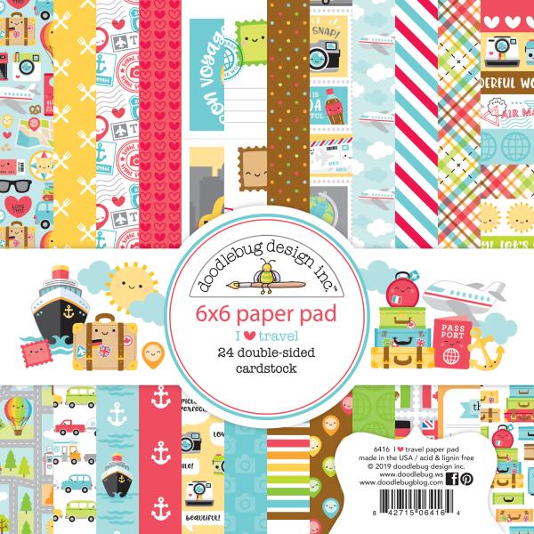 Doodlebug Design I Love Travel 6x6 Inch Paper Pack  - Designpapier 