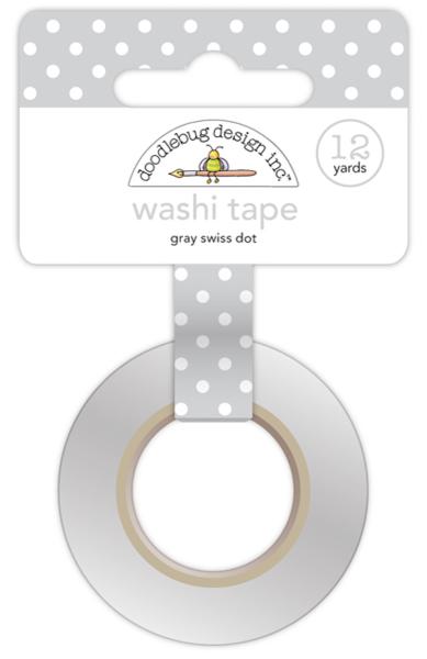Doodlebug Design Grey Swiss Dot Washi Tape 