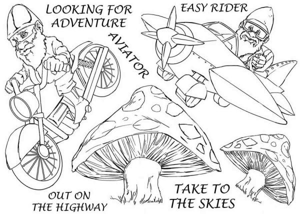 The Card Hut Adventure  Clear Stamps / Gartenzwerg Motorrad Stempelset 