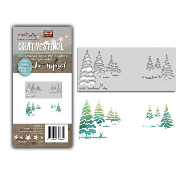 Polkadoodles Stencil Winter Trees Layering - Schablone  (PD8098)