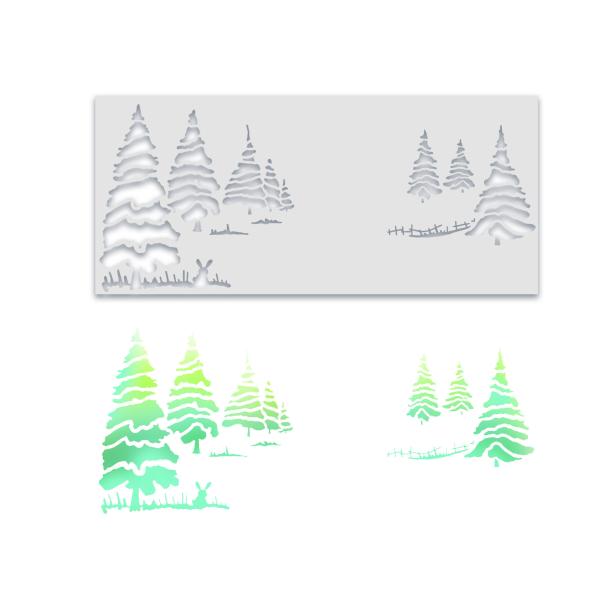 Polkadoodles Stencil Winter Trees Layering - Schablone  (PD8098)