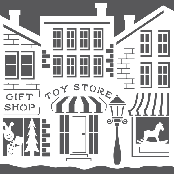LDRS-Creative  Christmas on Main Street  Stencil 6x6
