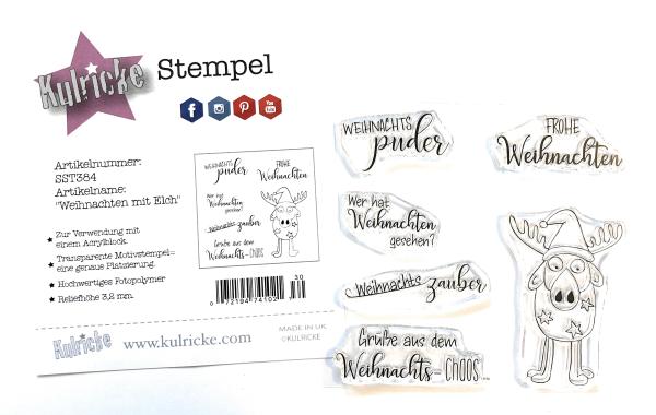 Kulricke Stempelset "Weihnachten mit Elch" Clear Stamp Motiv-Stempel
