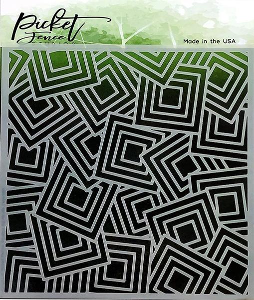 Picket Fence Studios Geo Squares 6x6 Inch Stencil - Schablone