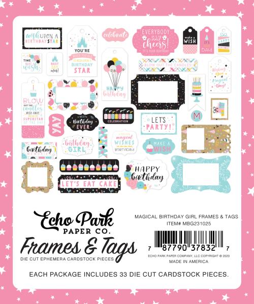 Echo Park "Magical Birthday Girl" Frames & Tags