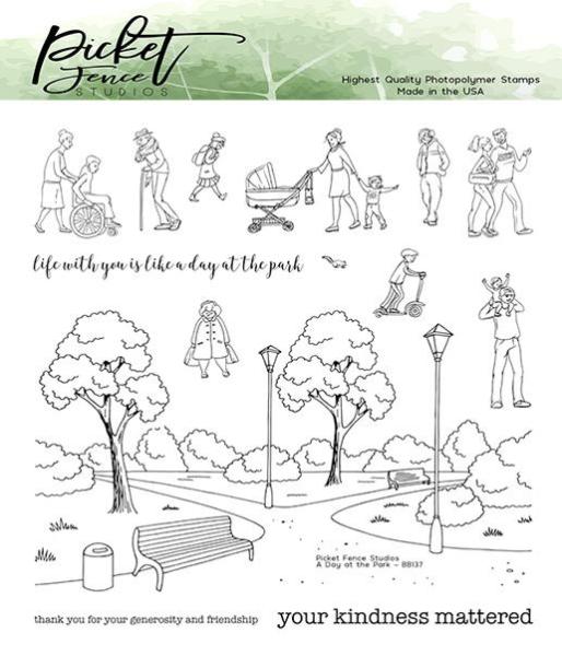 Picket Fence Studios A Walk in the Park 6x6 Inch Clear Stamps 