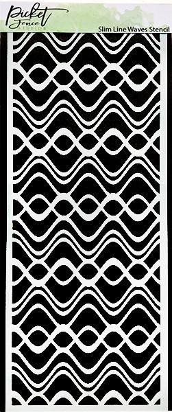 Picket Fence Studios Slim Line Waves 4x10 Inch Stencil - Schablone