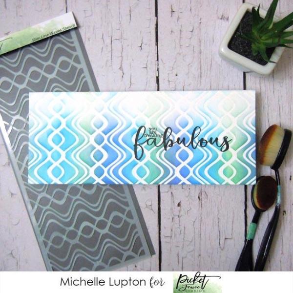 Picket Fence Studios Slim Line Waves 4x10 Inch Stencil - Schablone
