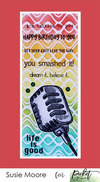Picket Fence Studios Slim Line Waves 4x10 Inch Stencil - Schablone