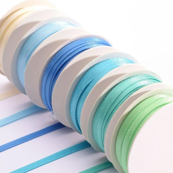 Vaessen Creative - Satinband Set "Babyblau" 3mm 6 Farben je 2m
